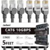 Cat 6 Ethernet Cable 5 ft 5 Pack, Support Cat8 Cat7 Network, 10Gbps 24AWG Pure Copper, Lan Cable, Network Cable, Cat6 Ethernet Cable, Cat 6 Cable, Cat6 Cable, Cat 6 Patch Cable for Router, Modem, Xbox